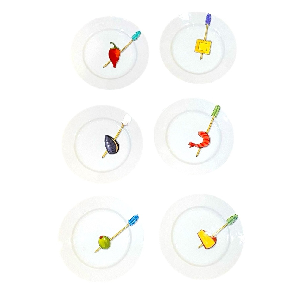 Crate And Barrel Nancy Green Japanese Porcelain Tidbit Appetizer Plates Set of 6